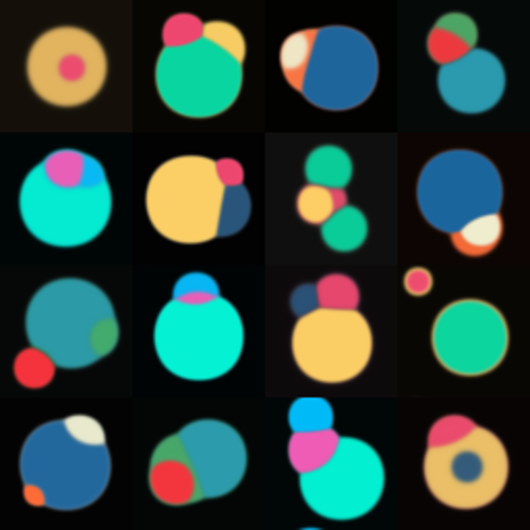 4x4 matrix of phase separation patterns